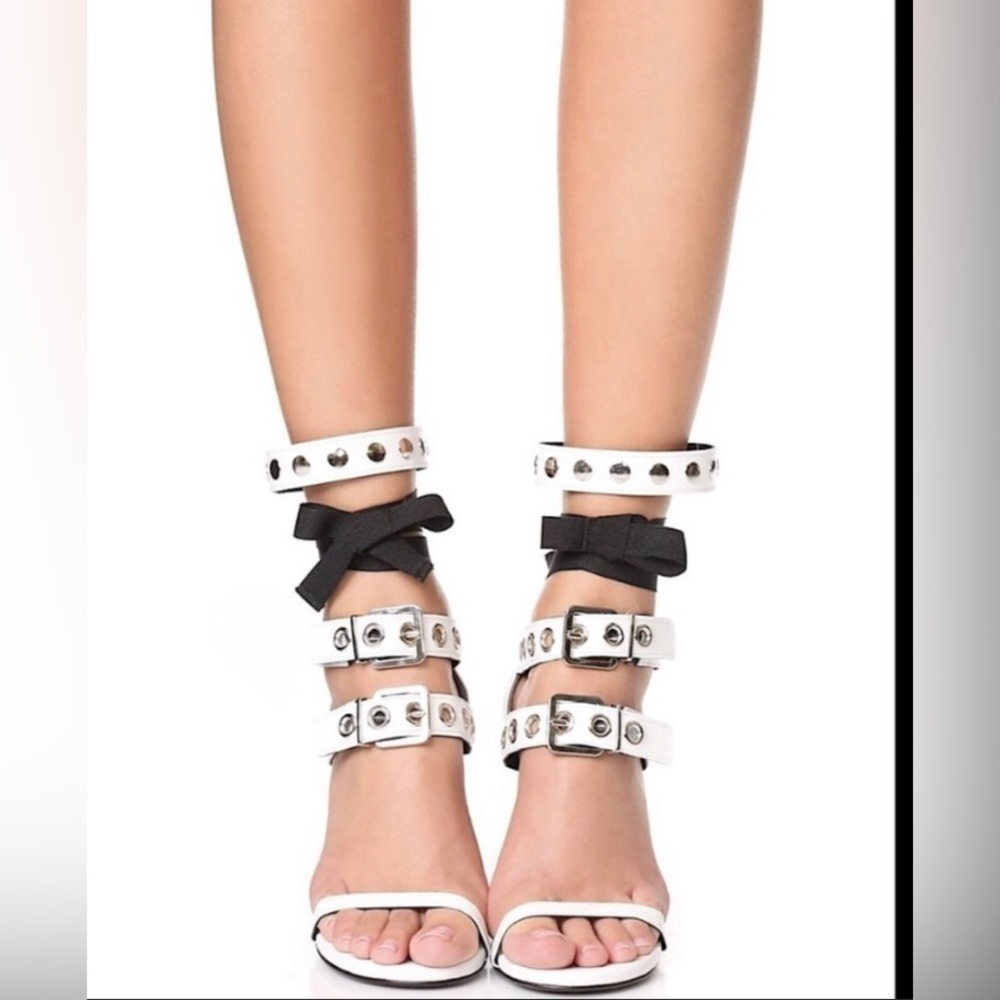 Robert Clergerie x Self-Portrait Leather Gladiator Sandals
White